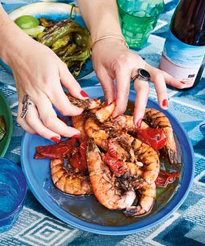 grilled prawn with tomatoes and lime recipe alison roman